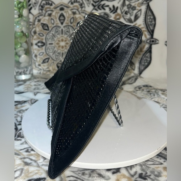 BCBGMaxAzria Shiny Sequin Envelope Clutch, Silvertone Hardware - Picture 3 of 13